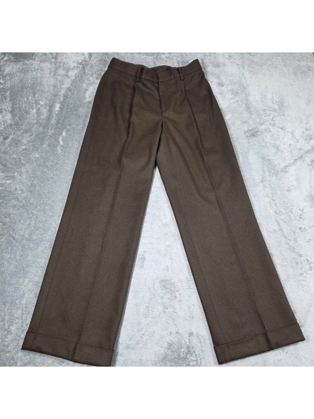 Vintage Lauren Ralph Lauren Pants 4 Petite Brown Wool Pleated Cuffed Trousers